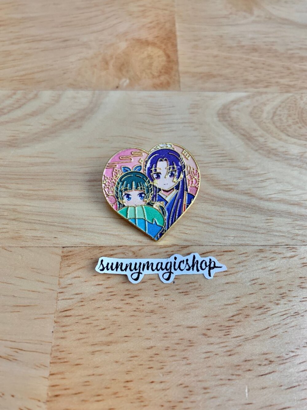 The Apothecary Diaries Anime Pretty Chibi Cute Enamel Pin Heart Shape Couple Mao